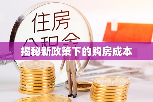 仁爱揭秘新政策下的购房成本